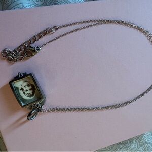 Vintage sterling Silver Locket rose miniature Necklace